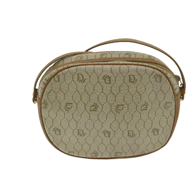 Your Luxury Journey Begins with Dior BagsCHRISTIAN DIOR Honeycomb Canvas Shoulder Bag PVC Leather Beige Auth ar11540