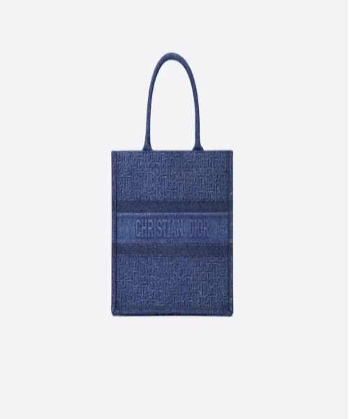 Grace and Elegance: Dior HandbagsDior Small Blue Dior Oblique Embroidered Denim Dior Book Tote