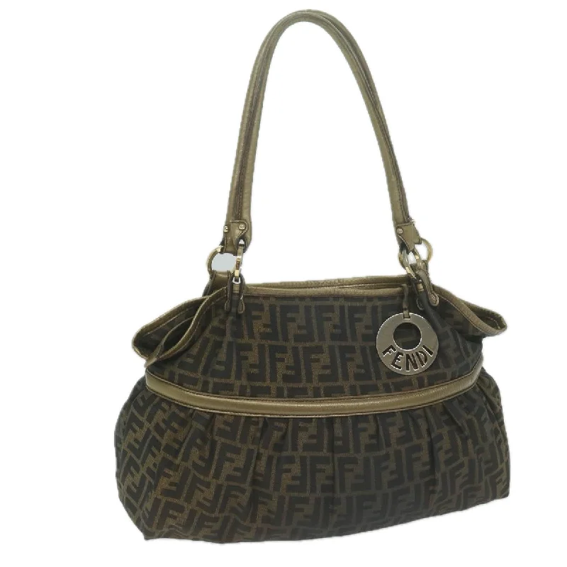 Fendi Beaded Bag -FENDI Zucca Canvas Tote Bag Black Brown  65505