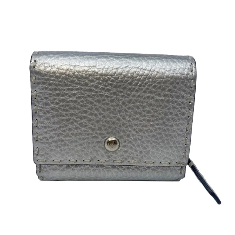 Fendi Ultimate Travel Companion -Fendi FENDI Selleria mini wallet compact medium silver gray ash bifold hook unisex