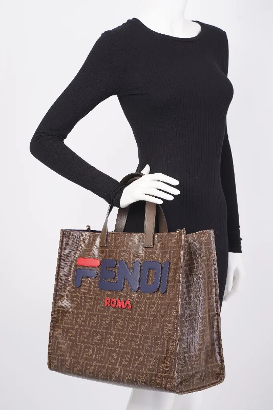 Fendi Designer Investment Piece -Fendi Fendi x Fila Tote Brown FF Monogram Coated Canvas Large