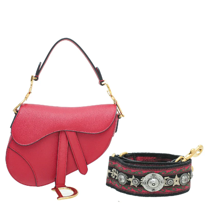 Unleash Your Inner Diva with Dior BagsChristian Dior Red Saddle Mini Bag W/ Bag Strap