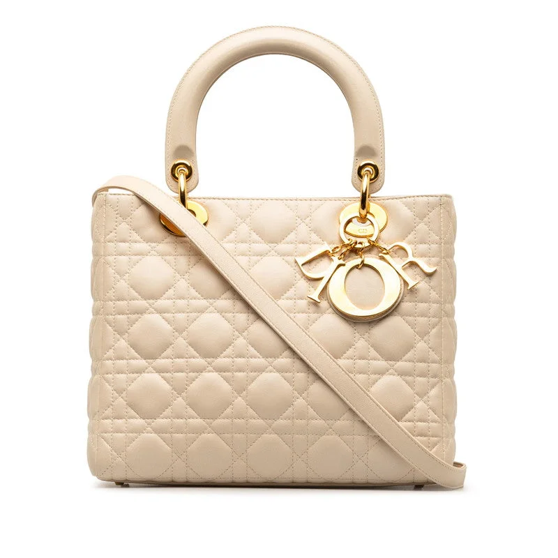 A Touch of Class: Dior BagsChristian Dior Cannage Lady Dior Medium 2WAY Handbag White Lambskin