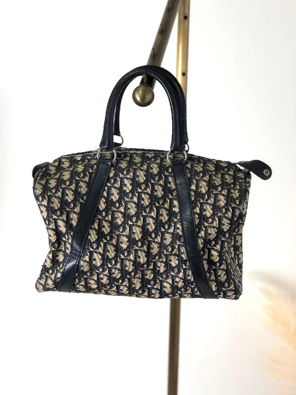 Sophisticated Accessories: Dior BagsChristian Dior  Trotter  Jacquard Leather Handbag Boston bag Navy Vintage c3cnue