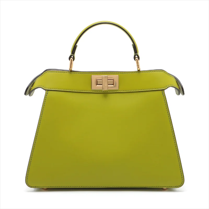 Fendi Retro Revival Bag -Fendi Peekaboo ICEU Small Leather 2WAY Handbag Green 8BN327