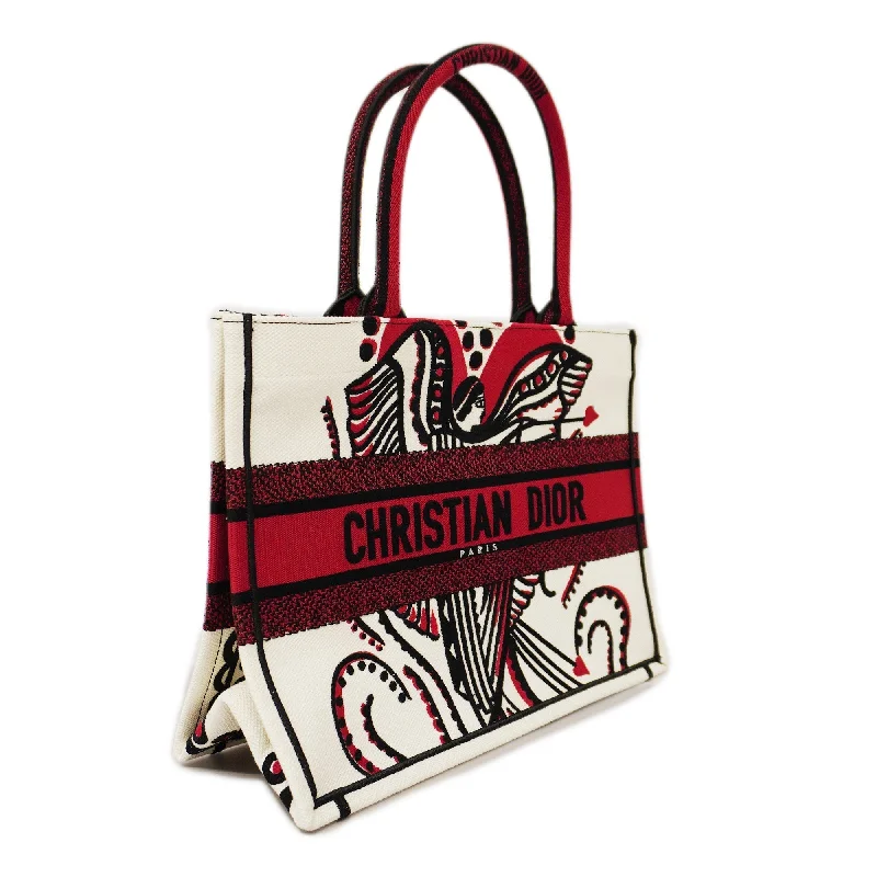 Discover Dior: Bags That Make a StatementCHRISTIAN DIORAuth  Book Tote Women's Canvas Tote Bag Black,Ivory,Red Color