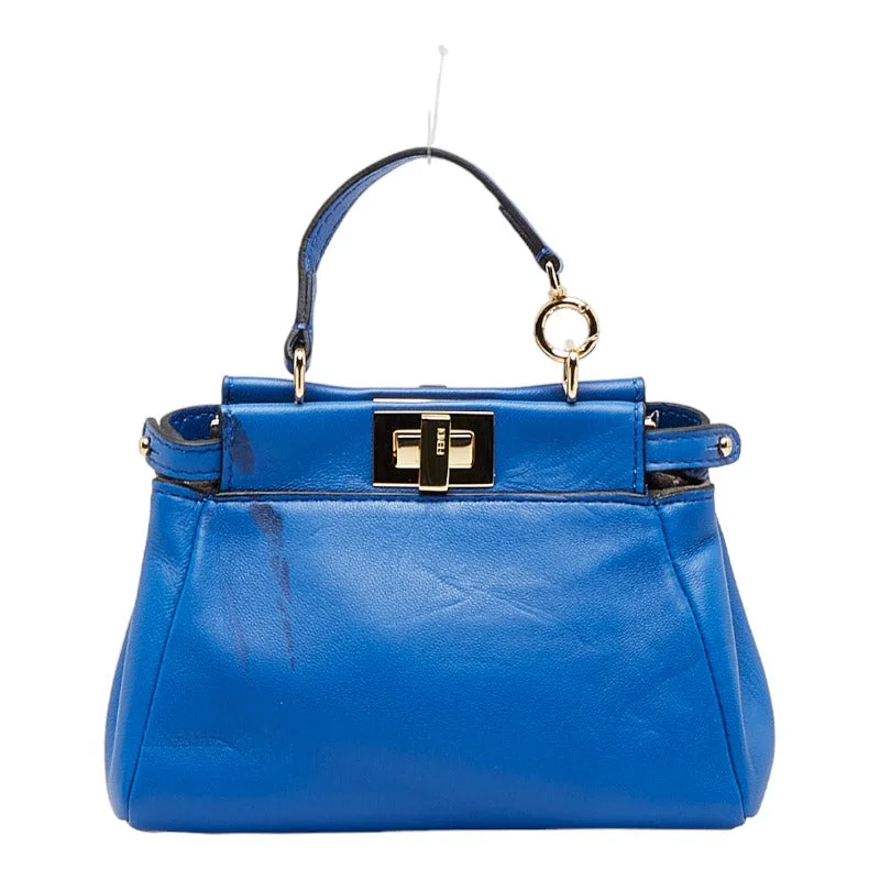 Fendi Crystal Embellished Bag -FENDI Peekaboo Handbag 8M0355 Calf Leather Electric Blue