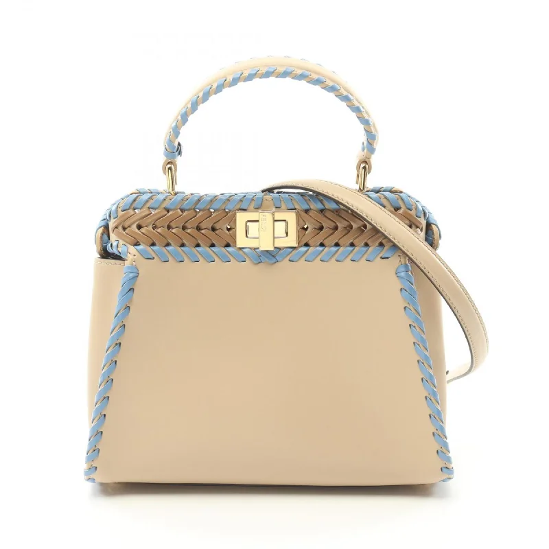 Fendi Buckle Detail Bag -FENDI Peekaboo Handbag Bag Leather Women's Beige Blue Brown 8BN244