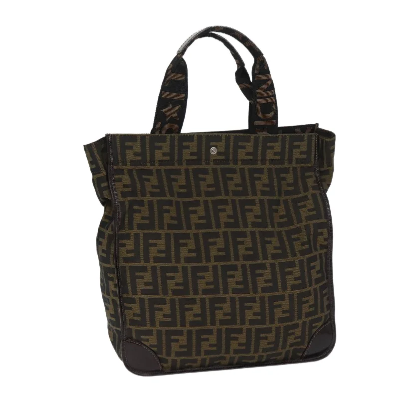 Fendi Iconic Luxury Staple -FENDI Zucca Canvas Tote Bag Black Brown  ep3832