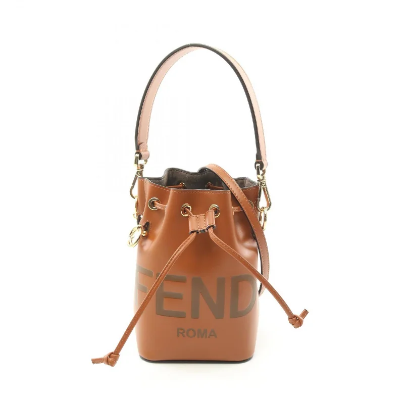 Fendi Gold-Plated Bag -FENDI Montresor handbag, leather bag, women's, brown, 8BS010