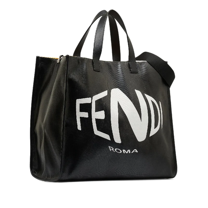 Fendi Magnetic Closure Bag -Black Fendi x Sarah Coleman Fisheye Logo Coated Canvas Shopping Tote Satchel