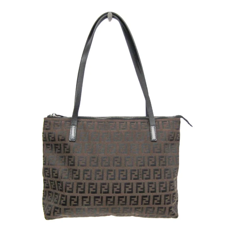 Fendi Timeless Parisian Style -Fendi Zucchino 8BH021 Women's Canvas,Leather Handbag Brown