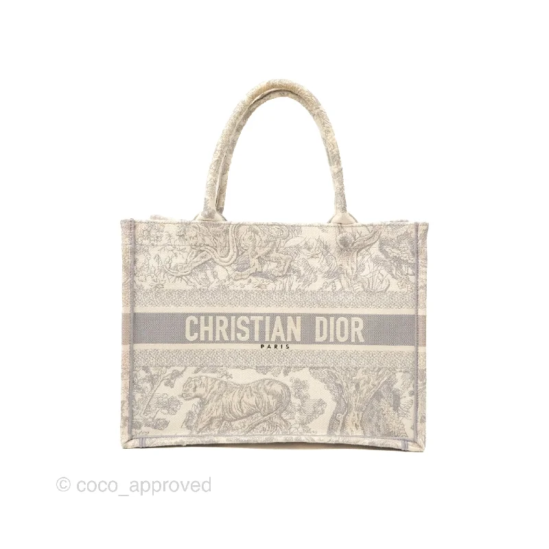 Celebrate Fashion with Dior BagsDior Medium (Old Small) Embroidered Toile De Jouy Book Tote Light Grey Canvas