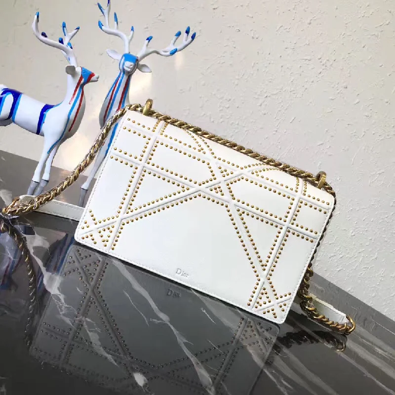 Luxury, Redefined: Dior Bags for Every OccasionChristian Diorama Bag In White Studded Lambskin