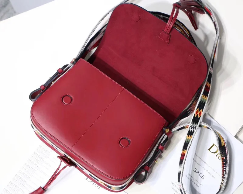 Crafted with Excellence: Dior HandbagsChristian Diorodeo Flap Bag In Red Calfskin