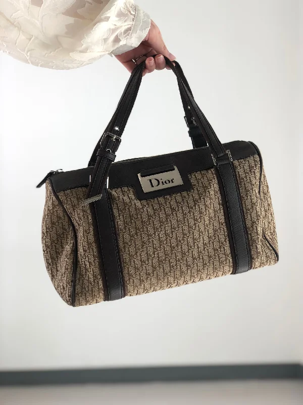 The Dior Bag Every Fashionista NeedsChristian Dior Trotter Street Chic Jacquard Leather Handbag Boston bag Brown Vintage atd5pv