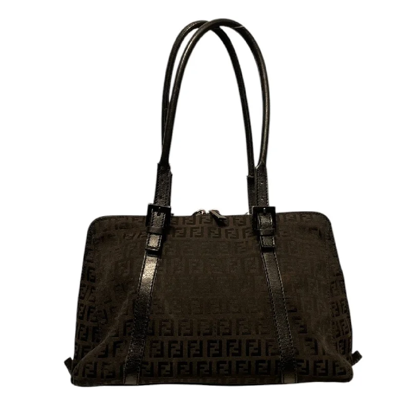 Fendi Street Style Must-Have -FENDI/Hand Bag/OS/Monogram/Cotton/BLK/fendi blk handbag