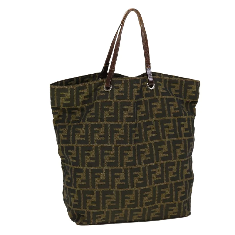 Fendi Oversized Clutch -FENDI Zucca Canvas Tote Bag Black Brown 2288-26598-099  rd4904