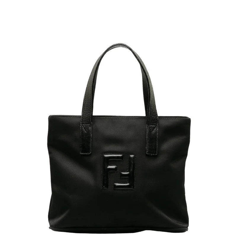 Fendi Retro Revival Bag -Fendi FF Logo Handbag Shoulder Bag 2WAY Black Nylon Leather Ladies Fendi