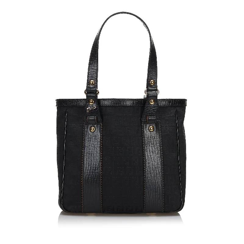 Fendi Diamond Quilted Bag -Fendi Leather-Trimmed Zucchino Tote