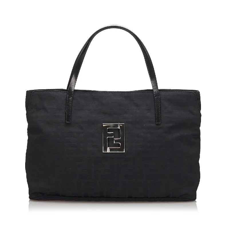 Fendi Glossy Leather Bag -Fendi Black Canvas Fabric Zucca Handbag Italy