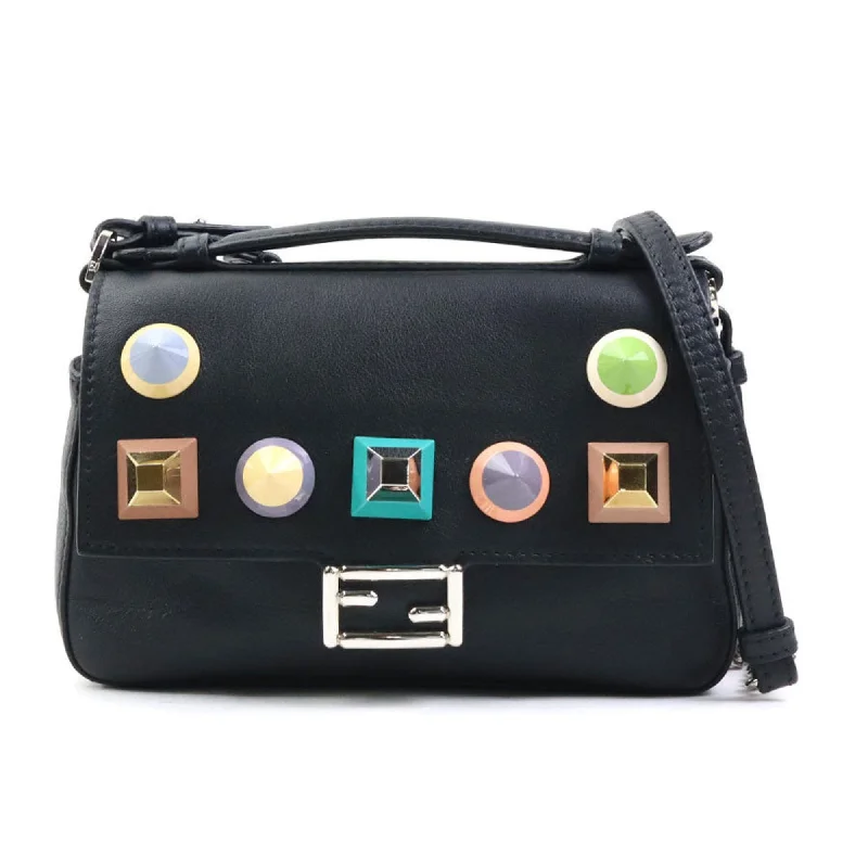 Fendi Minimalist Icon -FENDI Handbag Shoulder Bag Double Micro Baguette Leather Black Multicolor Silver Women's 8M0371-SF5 e59614a