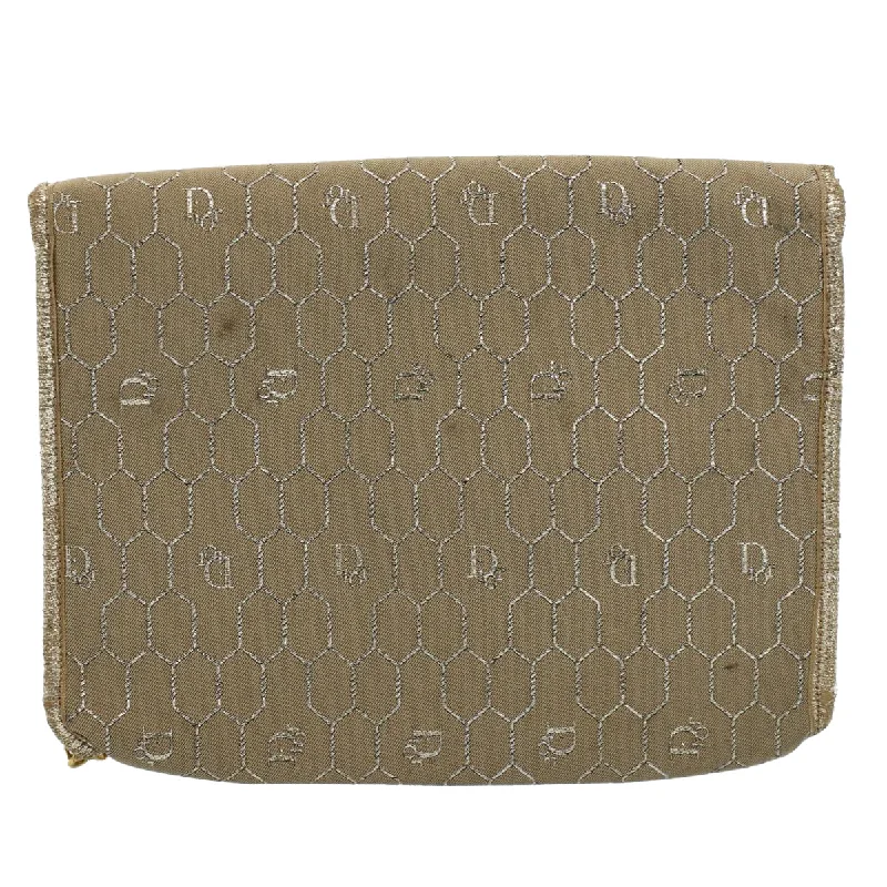 Designer Bags that Make a Statement: DiorCHRISTIAN DIOR Honeycomb Canvas Chain Shoulder Bag Beige Auth ti1244