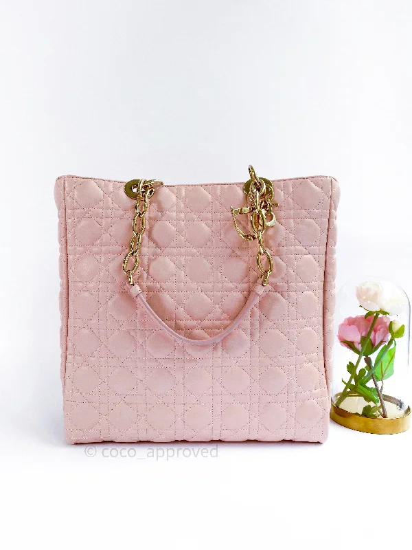 Iconic Dior Bags for the Fashion-ForwardChristian Dior Lambskin Large Lady Dior Tote Bag Blush Pink