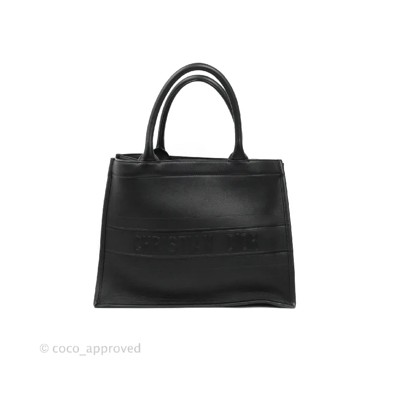 Define Your Style with Dior HandbagsChristian Dior Medium Embossed Book Tote Black Calfskin