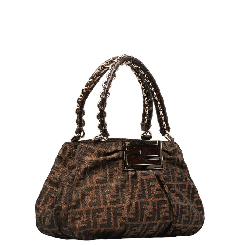 Fendi Designer Investment Piece -Fendi Zucca Logo  Mia Chain Handbag 8BR615 Brown Canvas Emmeline  Fendi