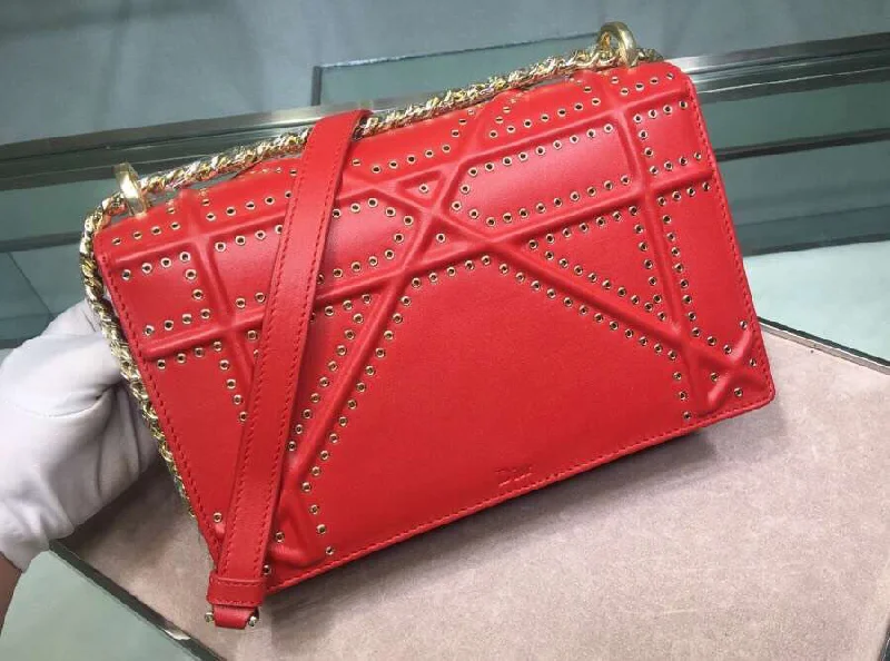 Fashion at Its Finest: Dior BagsChristian Diorama Bag In Red Eyelets Lambskin