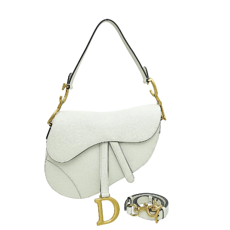 Redefine Your Style with Dior HandbagsChristian Dior White Saddle Bag Medium