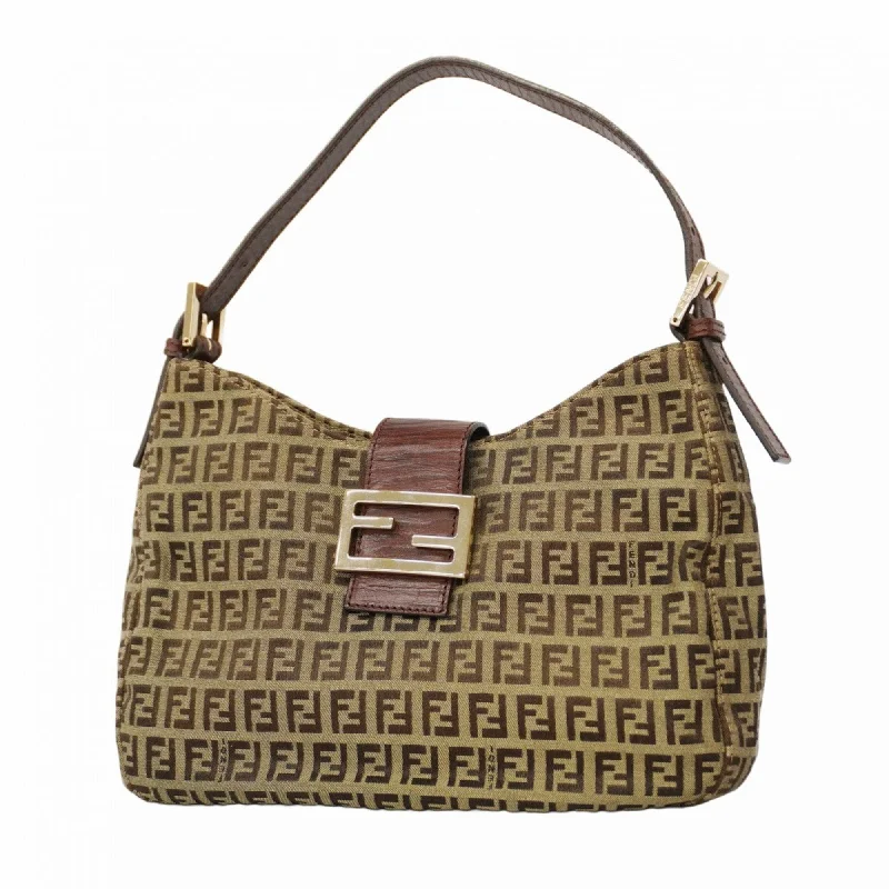 Fendi Italian Luxury Bag -Fendi Zucchino Nylon Canvas Handbag Brown Women's