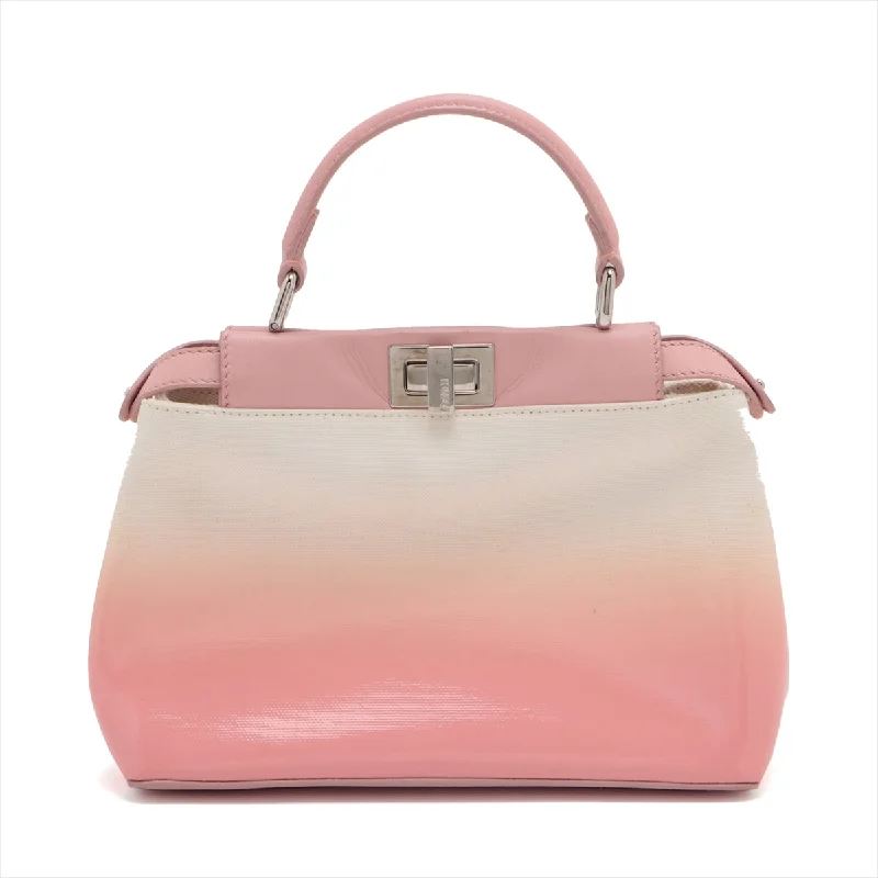 Fendi Vintage Collector’s Item -Fendi Mini Peekaboo Canvas × Leather 2WAY Handbags Pink 8BN244