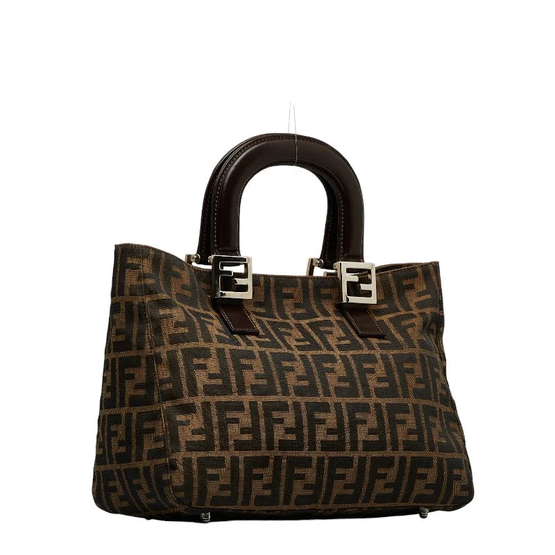 Fendi Designer Investment Piece -Fendi Zuka Handbag 26693 Brown Canvas Leather Ladies Fendi