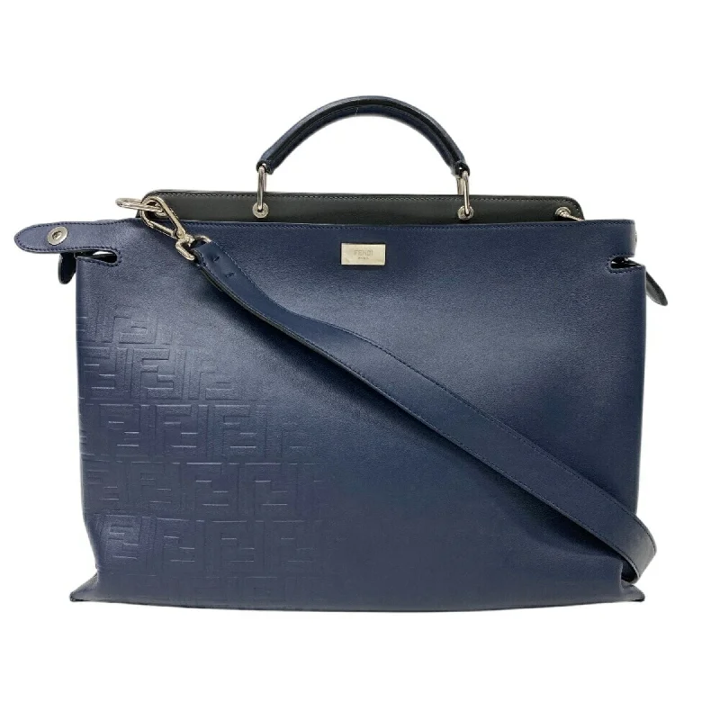 Fendi Gold-Plated Bag -FENDI 7V76 Essential Iconic Peekaboo Handbag Navy Men's