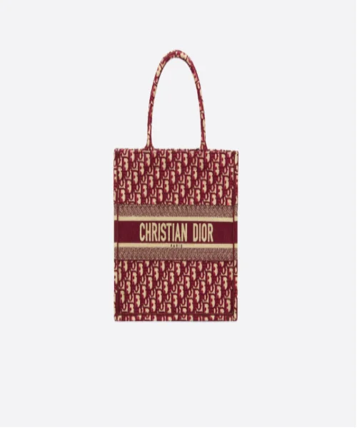 The Quintessential Dior Bag for Fashion LoversDior Book Tote Bag In Embroidered Canvas Burgundy Dior Oblique