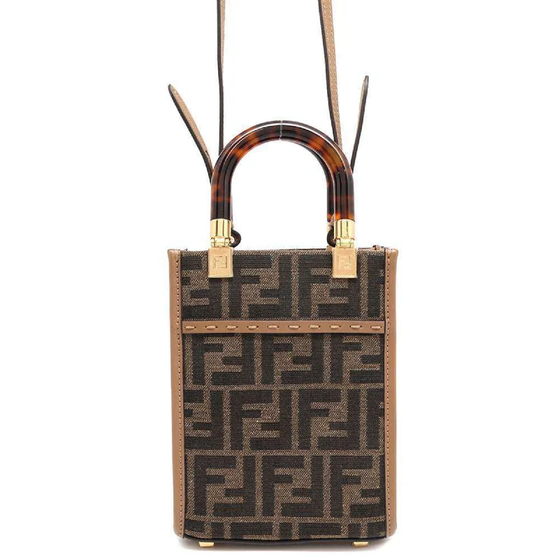 Fendi Diamond Quilted Bag -Fendi Handbag Zucca Pattern Sunshine Shopper 8BS051 2way Shoulder Bag