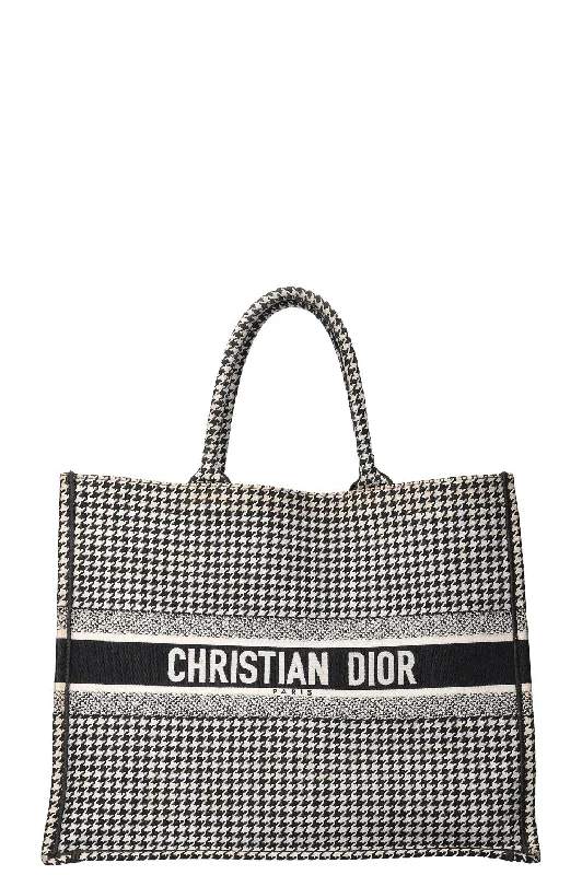 Explore the Essence of Luxury with DiorCHRISTIAN DIOR Houndstooth Book Tote Black & White