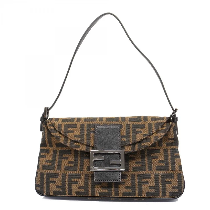 Fendi Chevron Quilted Bag -Fendi handbag Zucca nylon canvas brown ladies