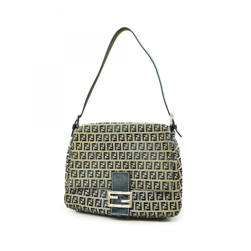 Fendi Luxe Essential -Fendi handbag Zucchino Mamma Bucket nylon canvas navy grey ladies