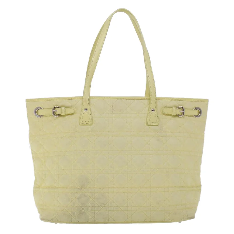 Classic and Chic: Dior’s Signature BagsCHRISTIAN DIOR Lady Dior Canage Tote Bag Coated Canvas Yellow Auth bs5871