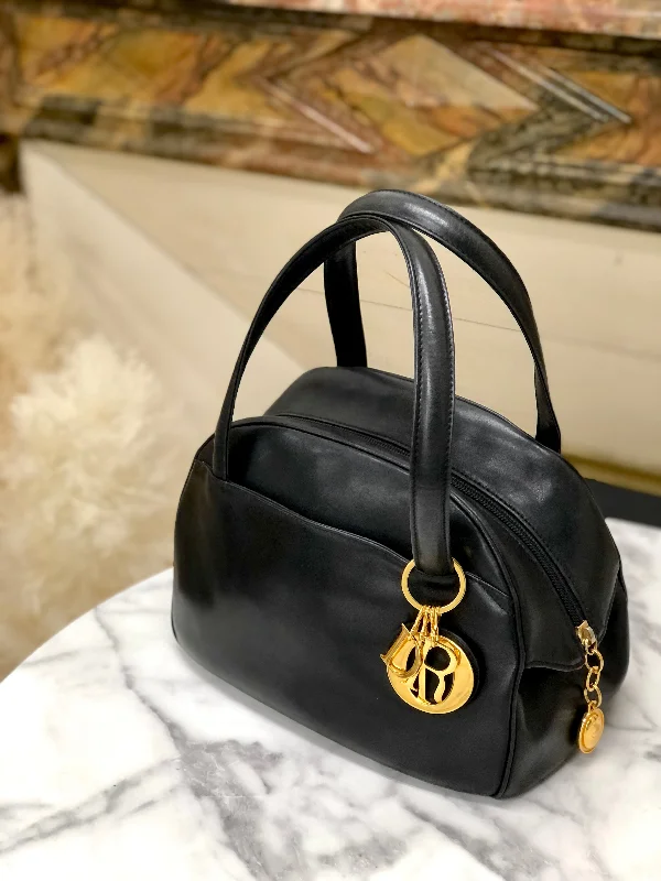 Must-Have Dior Bags for Fashion AficionadosChristian Dior Logo Charm Leather Handbag small Black Vintage Old dr47sc