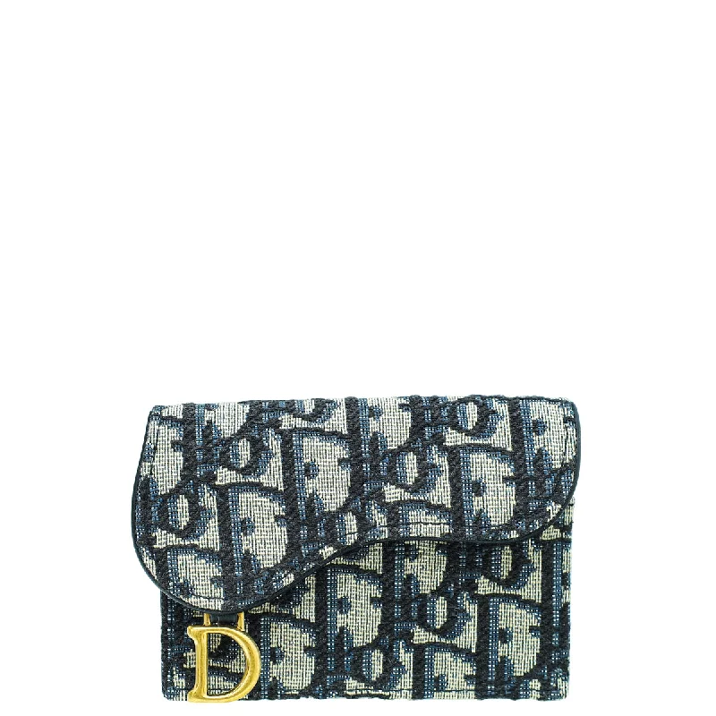 Invest in Timeless Elegance with Dior BagsChristian Dior Blue Oblique Saddle Flap Card Holder