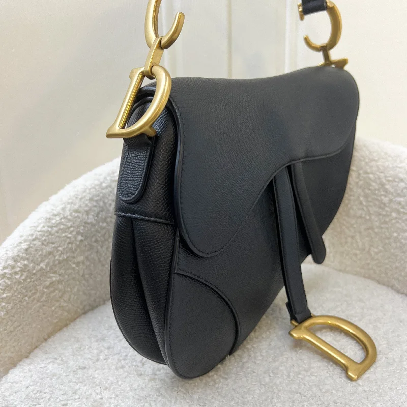 Step into the World of Luxury with DiorDior Medium Saddle Bag in Black Grained Calfskin and AGHW