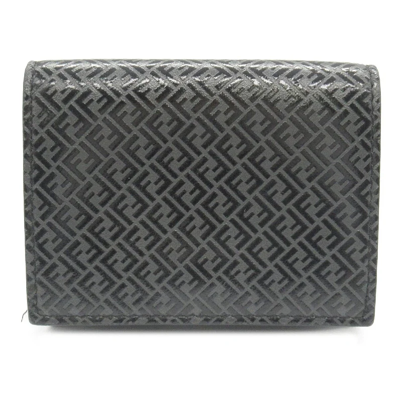 Fendi Buckle Detail Bag -FENDI FF Tri-fold Wallet Leather Men's Women's Black 7M0280