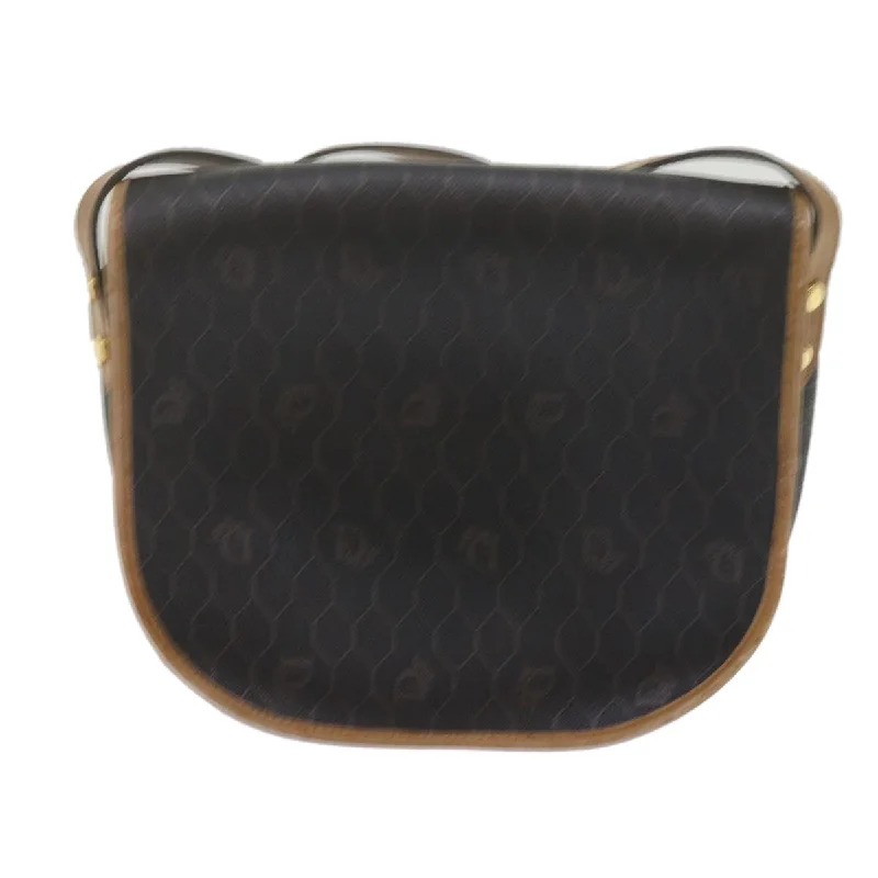 Step into the World of Luxury with DiorCHRISTIAN DIOR Honeycomb Canvas Shoulder Bag PVC Black Auth bs11016