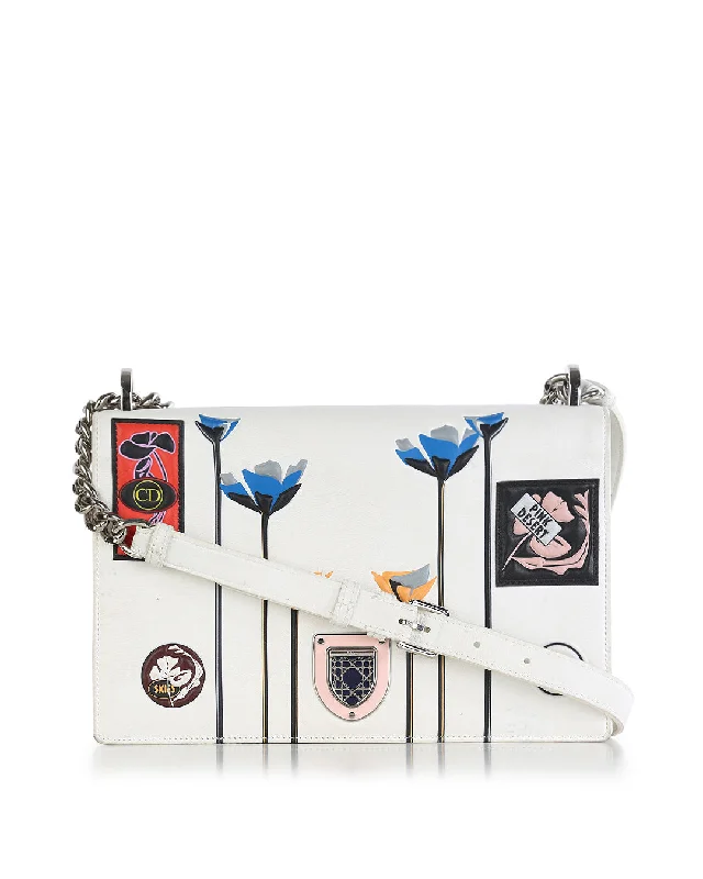 Discover the Legacy of Dior BagsCHRISTIAN DIOR White Leather Medium Paradise Diorama Shoulder Bag