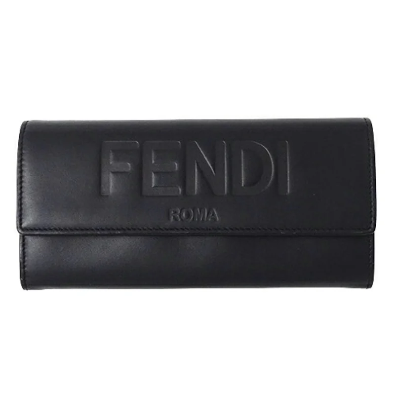 Fendi Exclusive Couture Bag -FENDI wallet for women and men, long wallet, leather, black, 8M0251, black embossed