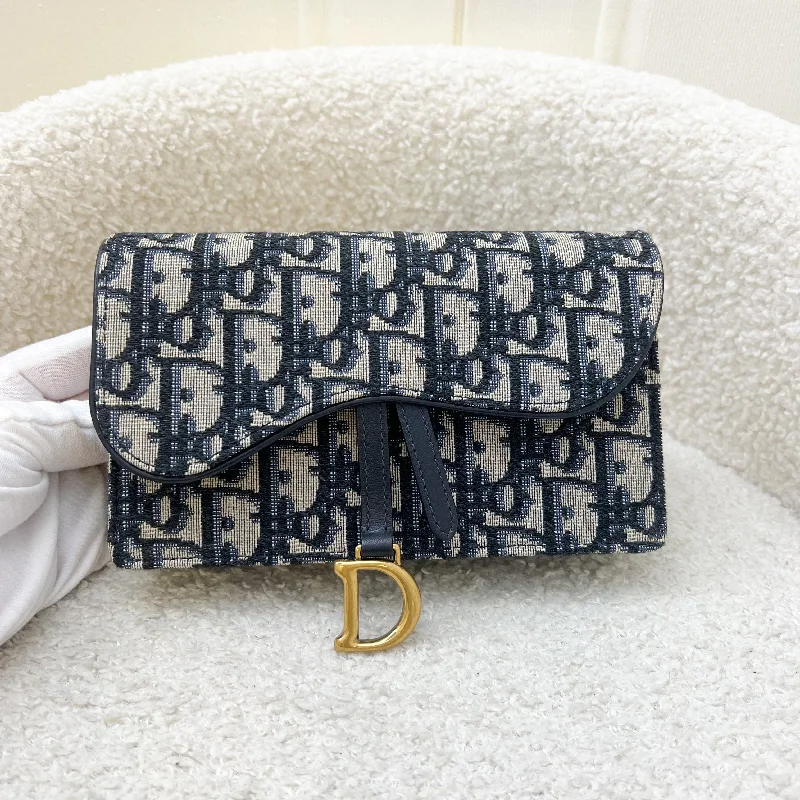 Dior’s Premium Leather Bags CollectionDior Saddle Belt Pouch in Blue Dior Oblique Jacquard and AGHW